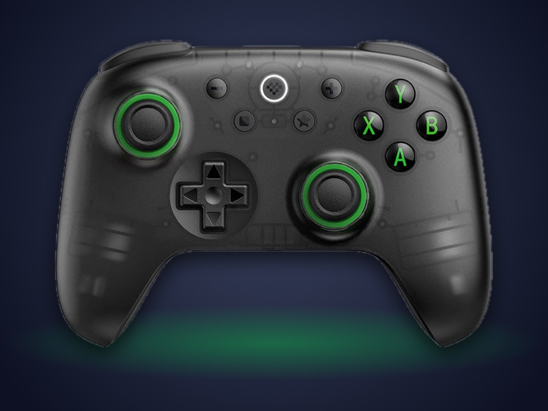 Front view of the transparent black 8BitDo Ultimate 2C controller