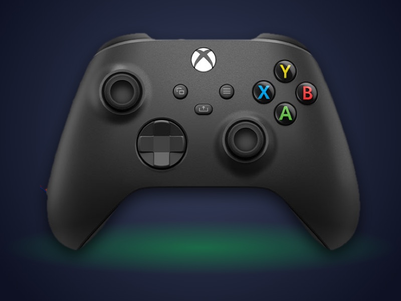 Front view of the Carbon Black Xbox Wireless Controller